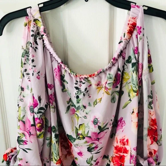 SWEET PEA purple colorful floral off the shoulder shirt Size medium - Picture 4 of 9